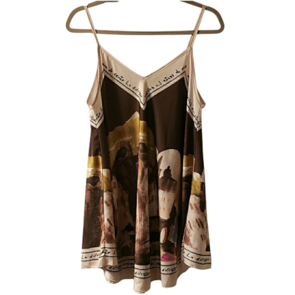 Tops - NWT! ITALIAN IMPORT Elegant Brown and Cream Camisole Top (M/L)